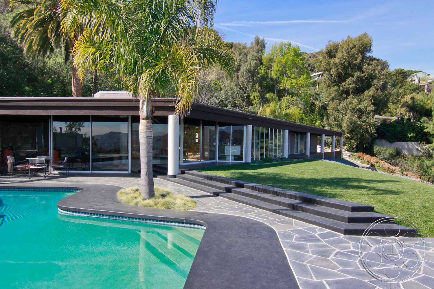 Retro 19 - patio, flagstone, water, pool, house, villa