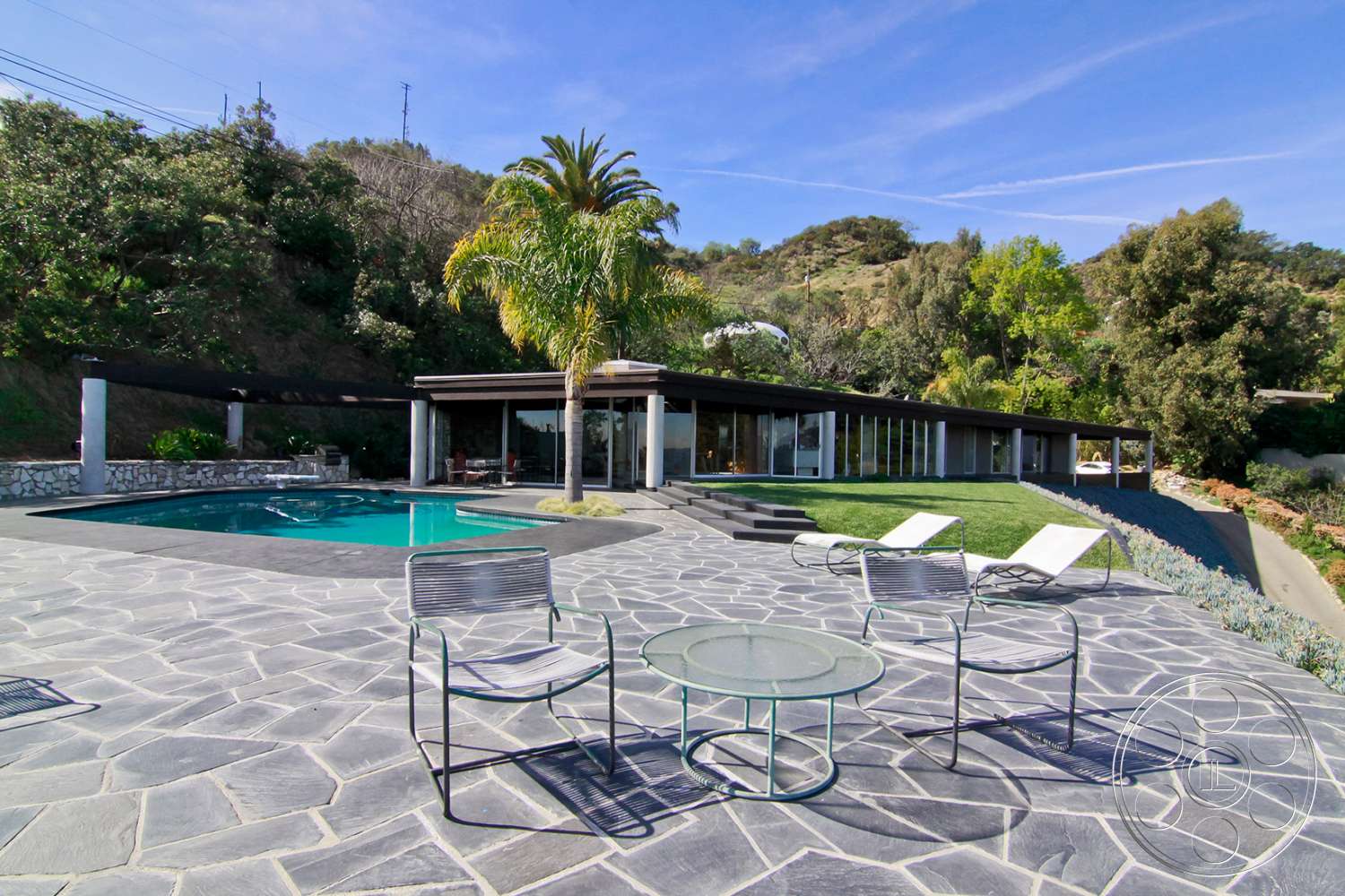 Retro 19 - furniture, patio, outdoors, flagstone, water, pool, yard, backyard