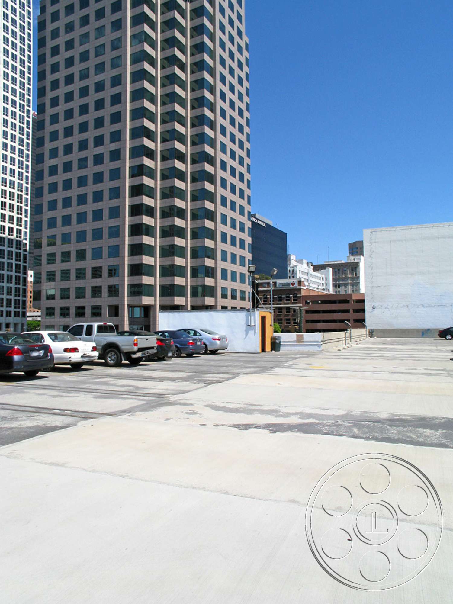 Rooftop 6 - car, transportation, automobile, vehicle, machine, wheel, road, tarmac, asphalt, office building, urban, city, downtown, intersection, high rise