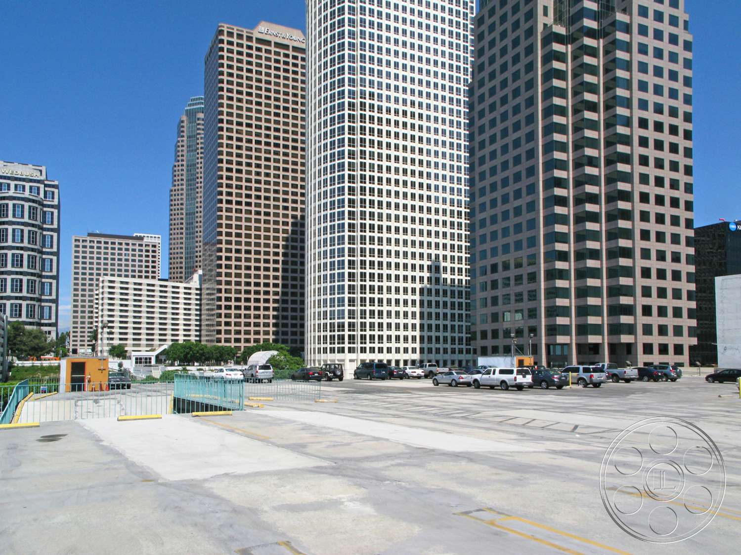 Rooftop 6 - machine, wheel, road, office building, urban, city, downtown, metropolis, high rise, apartment building, condo