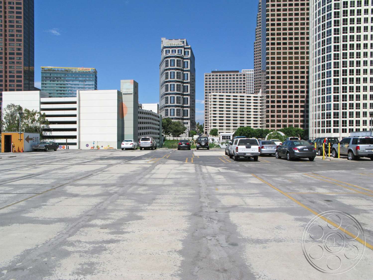 Rooftop 6 - car, transportation, automobile, vehicle, road, tarmac, asphalt, office building, urban, city, downtown, intersection, freeway, highway, metropolis, street