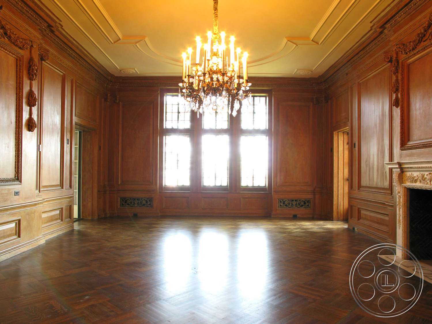 Mansion 37 - indoors, wood, room, hardwood, lamp, ballroom, chandelier