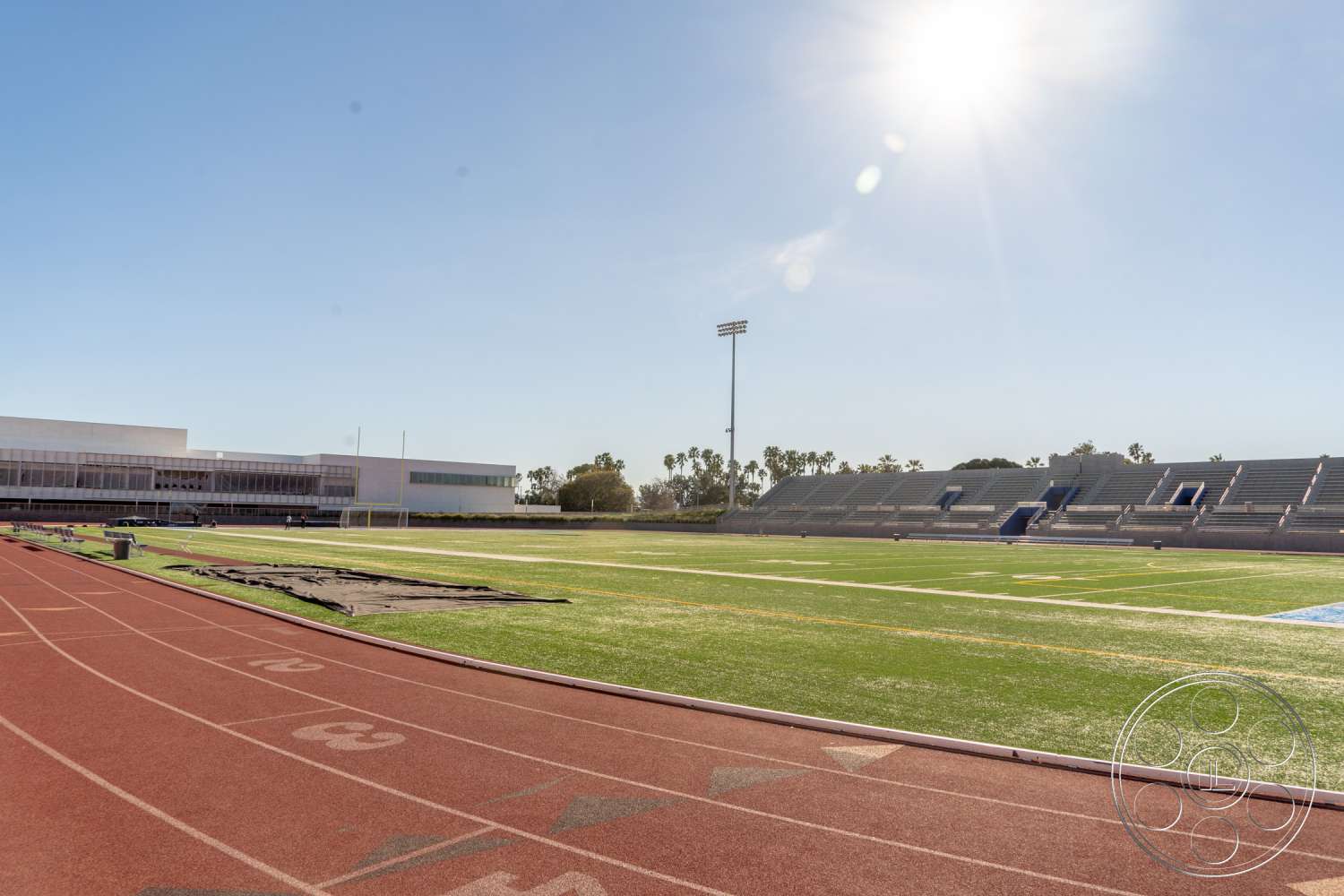 School 3 - transportation, vehicle, field, sport, sports, aircraft, airplane, running track