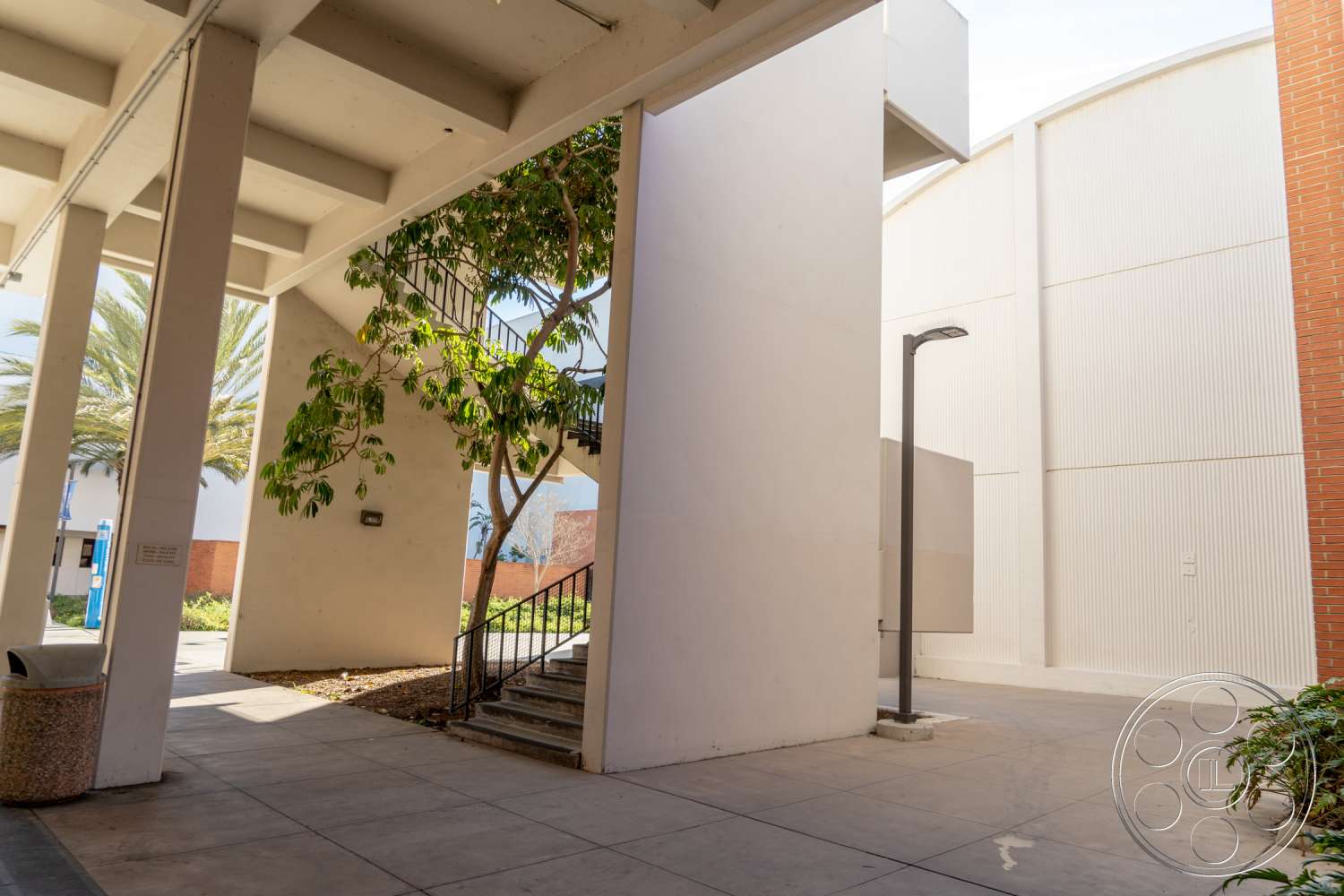 School 3 - outdoors, flagstone, handrail, banister