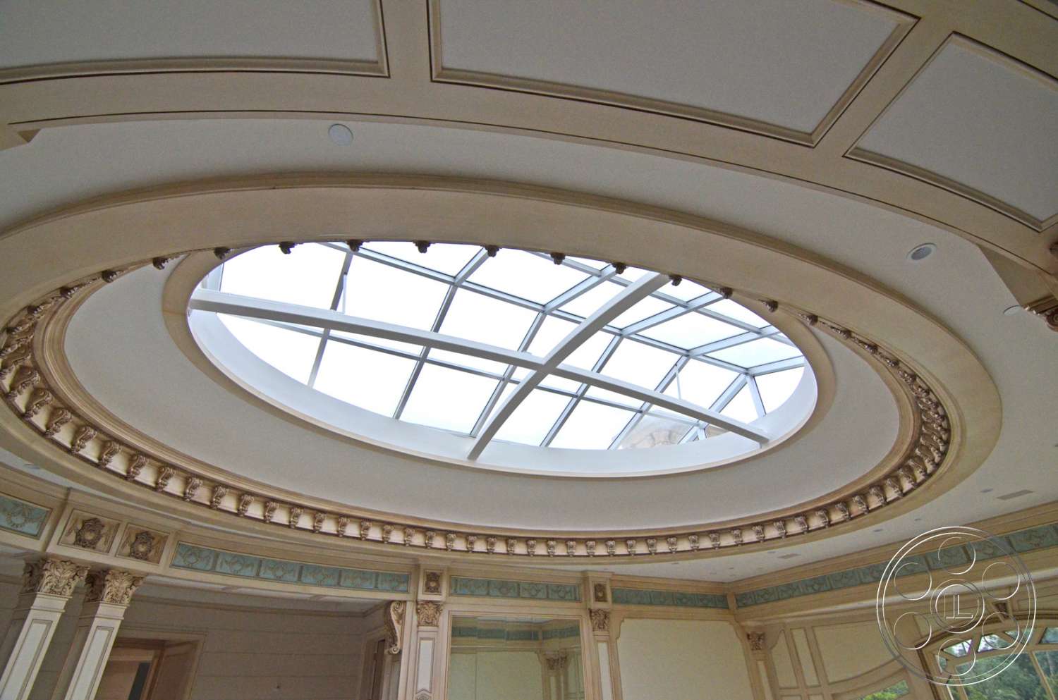 Tiffany Estate - window, staircase, skylight