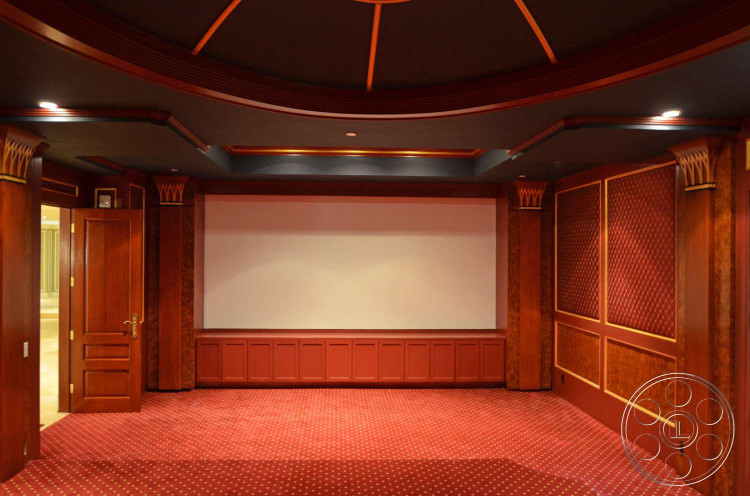 Tiffany Estate - home theater - indoors, lighting, room, door, home theater, theater, cinema, home theater