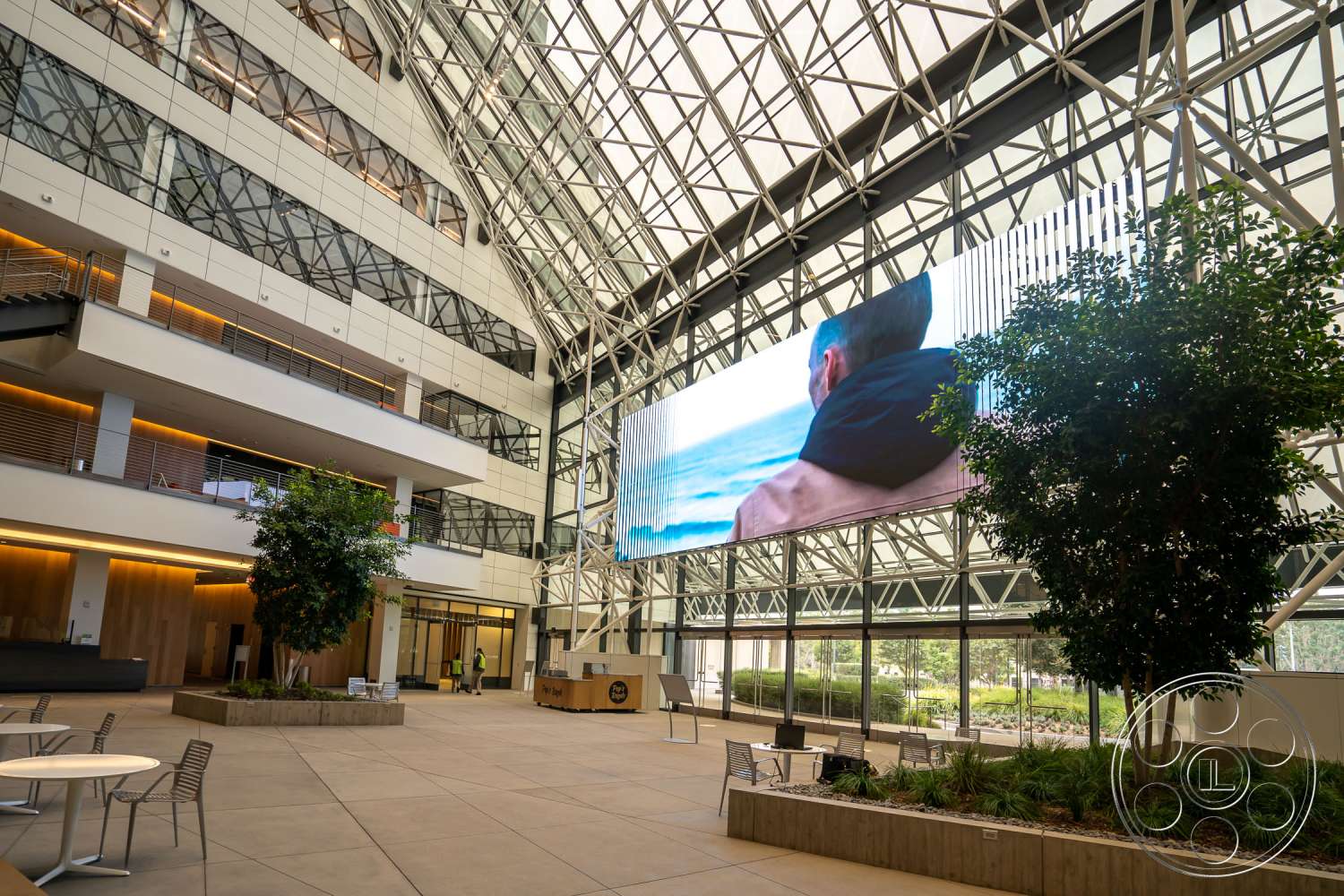 The Atrium - office building, urban, city, downtown, convention center, advertisement, billboard