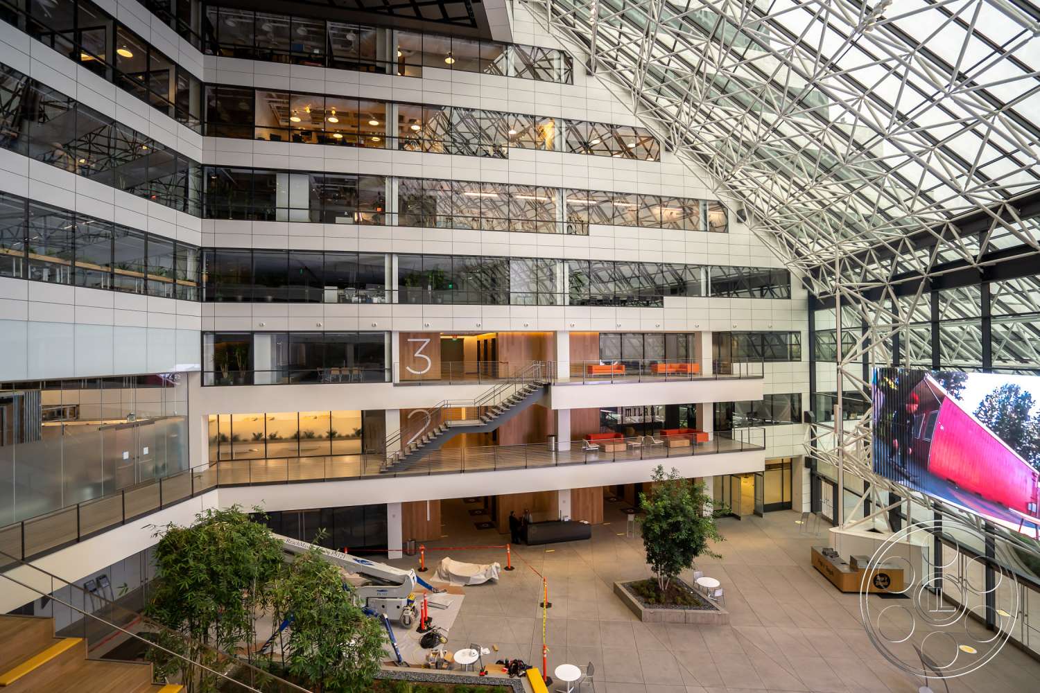 The Atrium - window, office building, urban, city, handrail, banister, downtown, skylight, high rise, apartment building