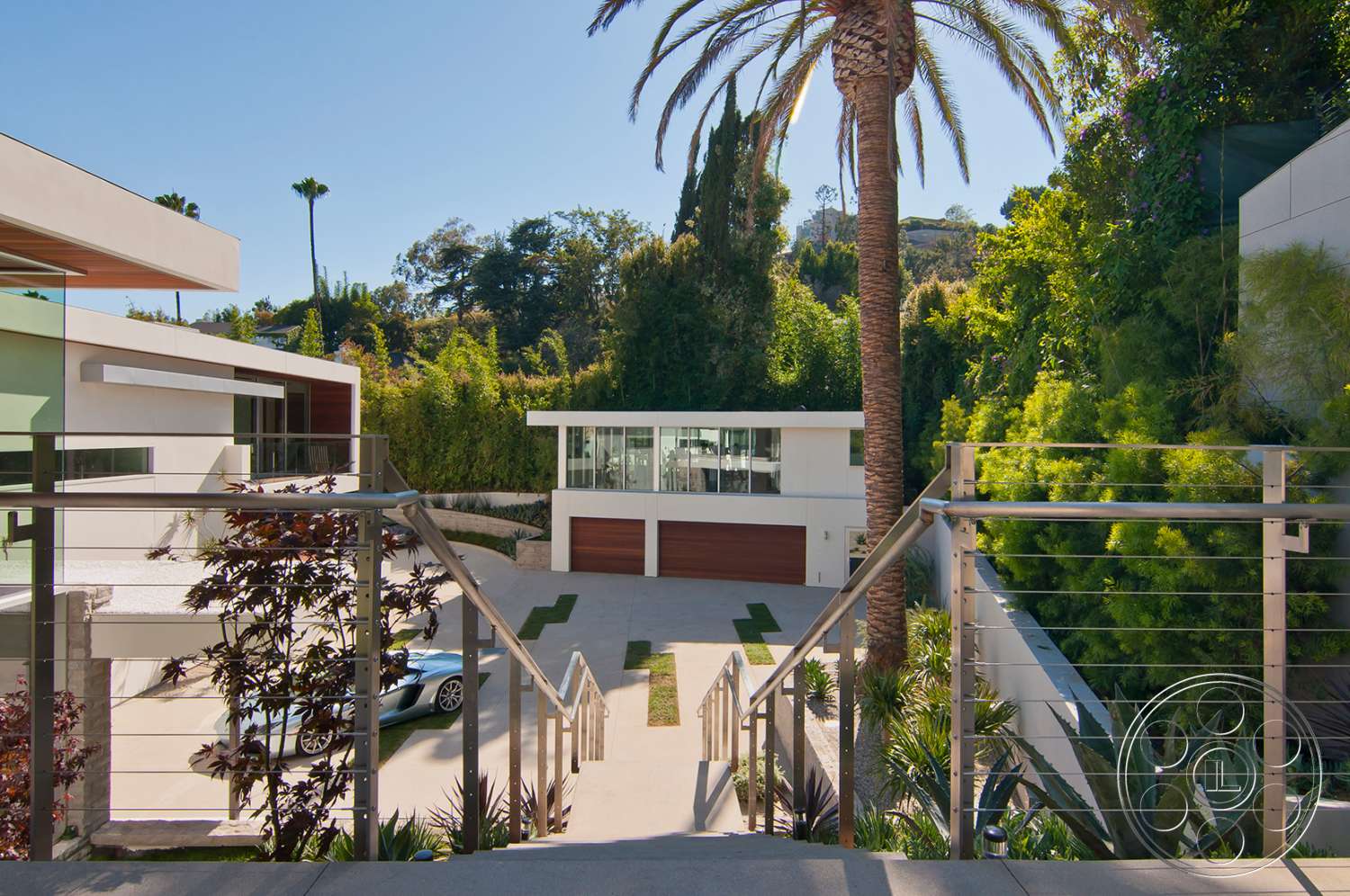 Modern 14 - outdoors, handrail, banister, tree, garden, arbour, arecaceae, palm tree, railing