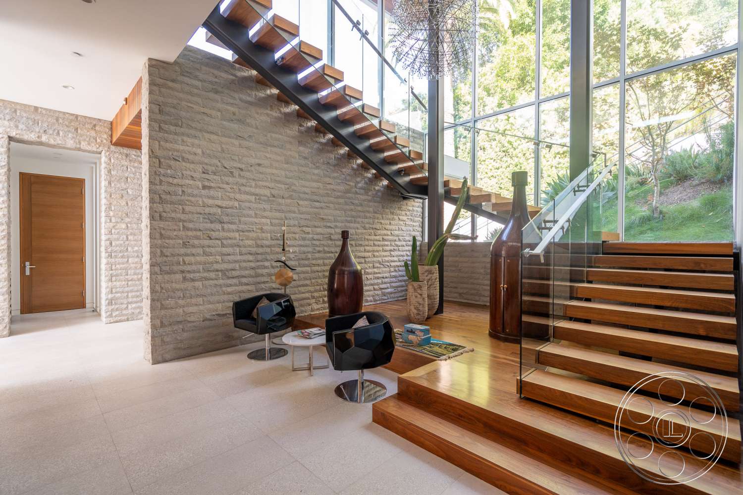 Modern 14 - indoors, wood, room, living room, hardwood, staircase