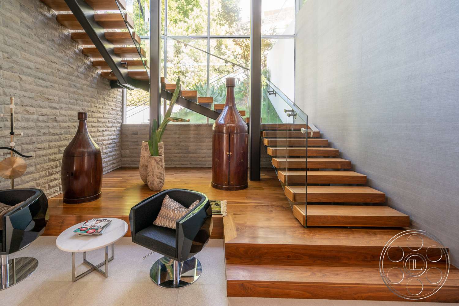 Modern 14 - indoors, wood, room, living room, plywood, hardwood, handrail, banister, staircase