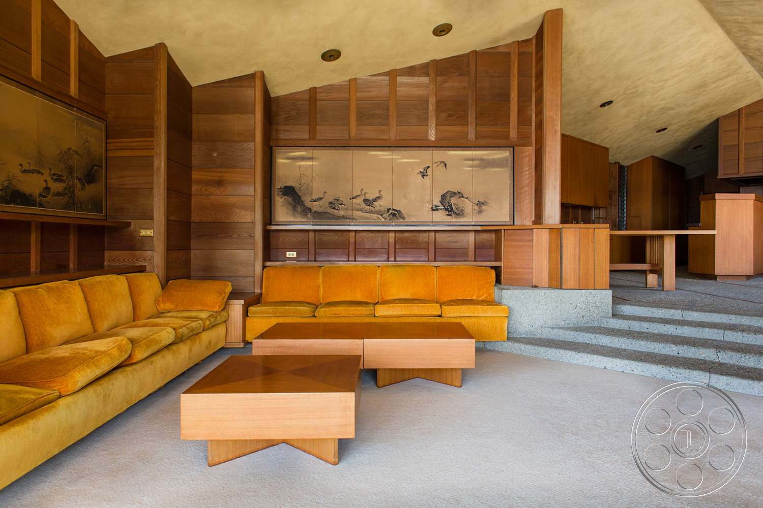 Retro 29 - indoors, wood, furniture, room, living room, couch, rug, plywood, waiting room, hardwood
