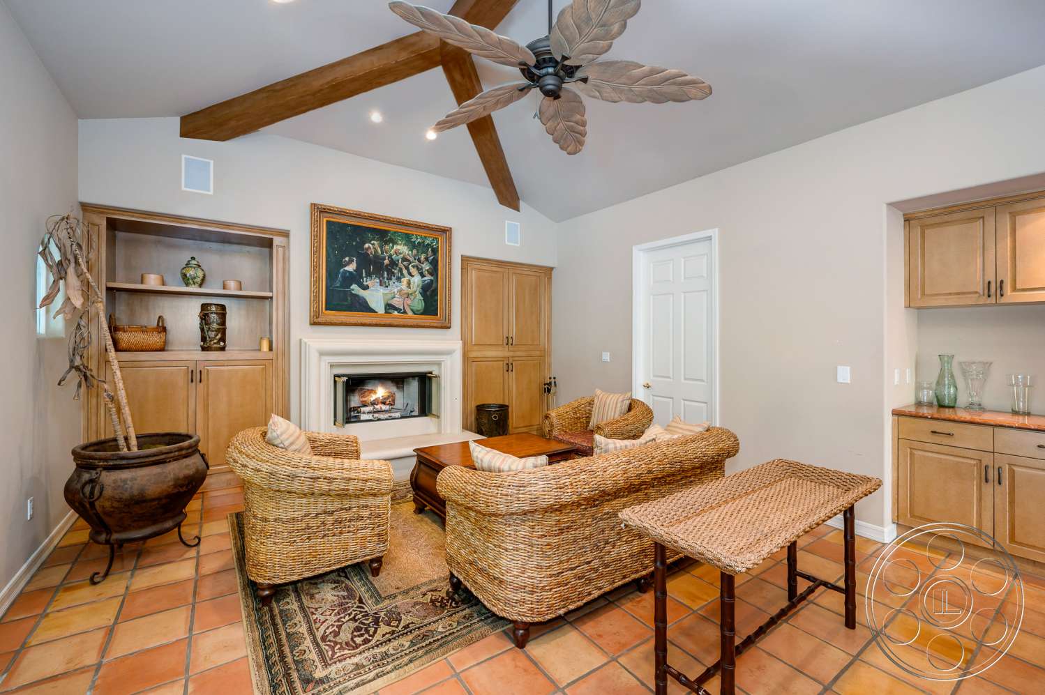 Americana 354 - indoors, wood, furniture, room, living room, couch, rug, home decor, ceiling fan, appliance