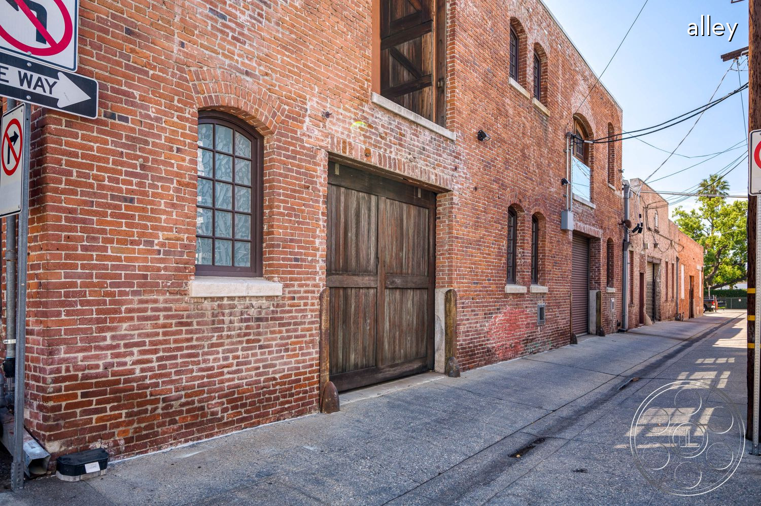 Office 112 - Brick, alleyway, alley, barn door