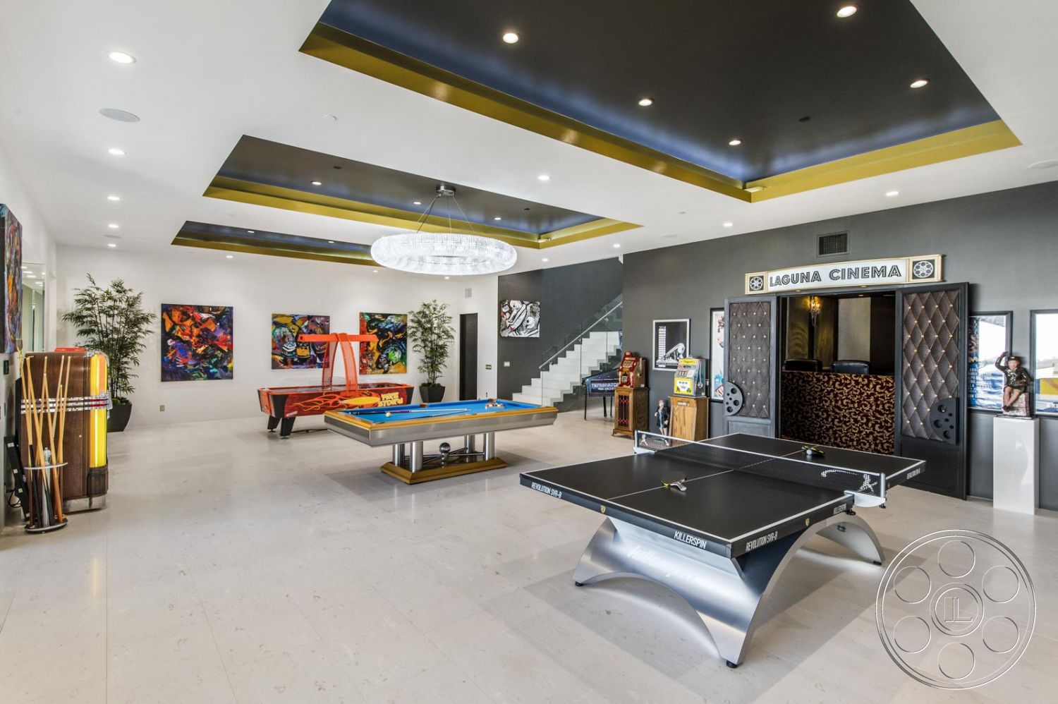 Mansion 126 - Indoors, Room, Furniture, Table, pool table, air hockey table, Paintings, ping pong table, Table Tennis, game room, billiards