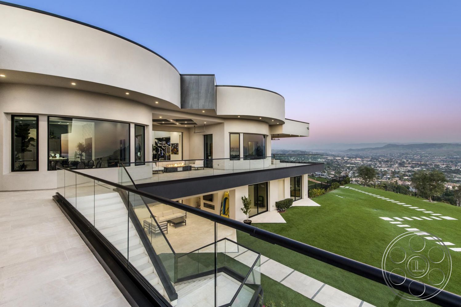 Mansion 126 - architecture, Handrail, Banister, grass, patio, balcony, building, stairs, Stepping Stones, views