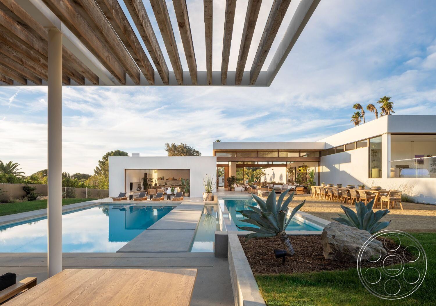Modern 529 - Indoors, Water, Pool, Swimming Pool, Villa, House, grass, pergola, plants, rock