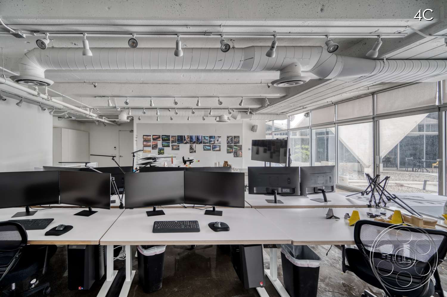 American Cement Building - Indoors, Furniture, Table, Desk, Computer, Computer Keyboard, Computer Hardware
