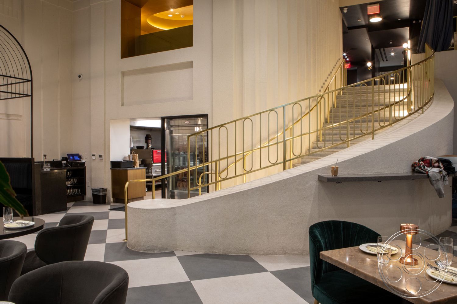 Restaurant 93 - Living Room, Staircase, Handrail, Cup, Foyer