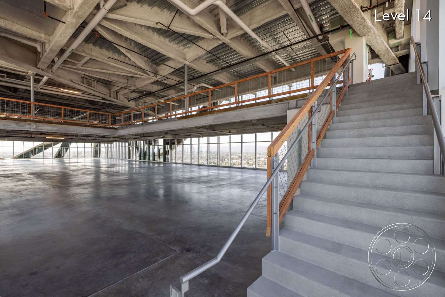 The Wrapper Building - Staircase, mezzanine, concrete