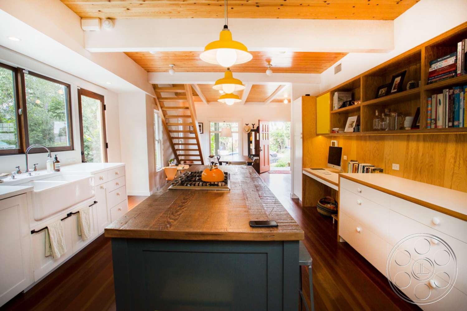 Bungalow 5 - indoors, wood, furniture, room, living room, hardwood, kitchen island