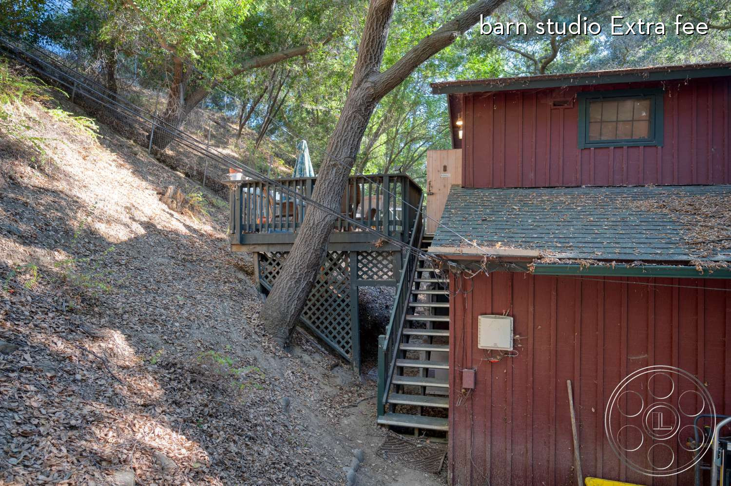 Topanga Log Cabin - Handrail, Outdoors, Countryside, Shelter, Rural, Road, Gravel, Staircase, Hut