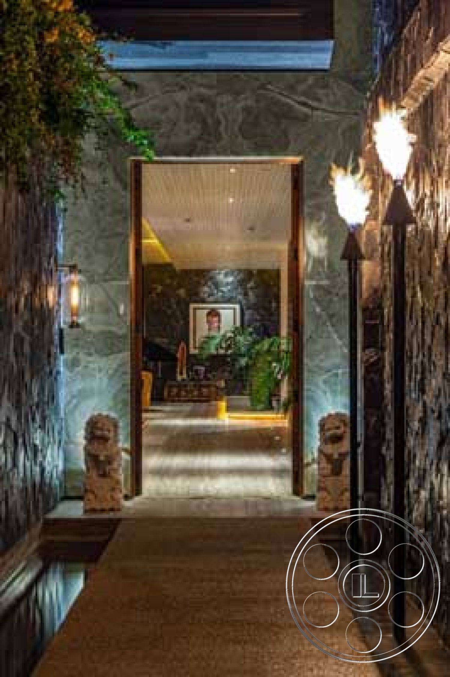Modern 507 - exterior landscaped garden area, interior recessed lighting, interior hardwood flooring, interior cozy seating arrangement, interior wood beam ceiling, exterior stone feature wall, exterior torch light fixtures, interior decorative wall art, interior open concept entryway, exterior landscaped pathway, exterior natural stone pathway, interior modern hallway design, exterior tropical plant accents, exterior wall lanterns, exterior textured stone walls, interior framed wall hanging, interior green plant accents, exterior illuminated entry, interior ceiling with decorative panels, exterior nighttime lighting effects, interior minimalist décor style