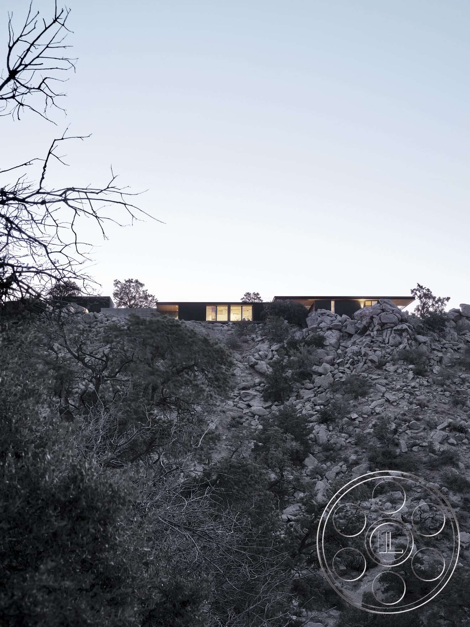 Palm Springs 110 - contemporary style, exterior, modern architecture, minimalist design, floor-to-ceiling windows, sustainable building materials, desert home, wood exterior cladding, rocky hillside setting
