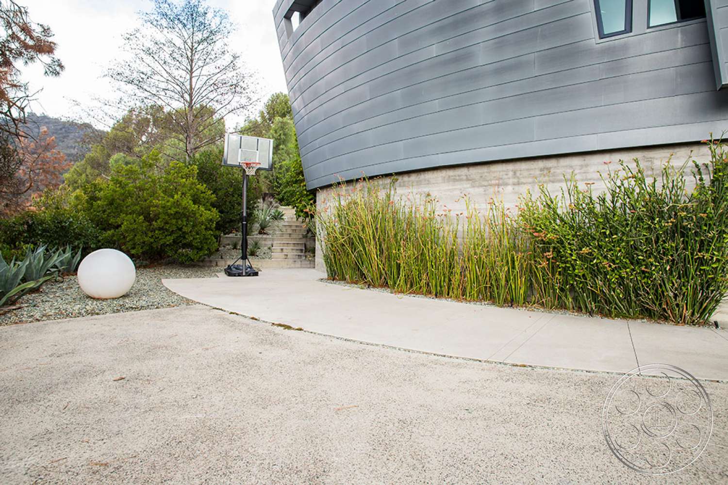 Modern 2 - plant, office building, outdoors, tree, vegetation, path, bush, grass, planetarium