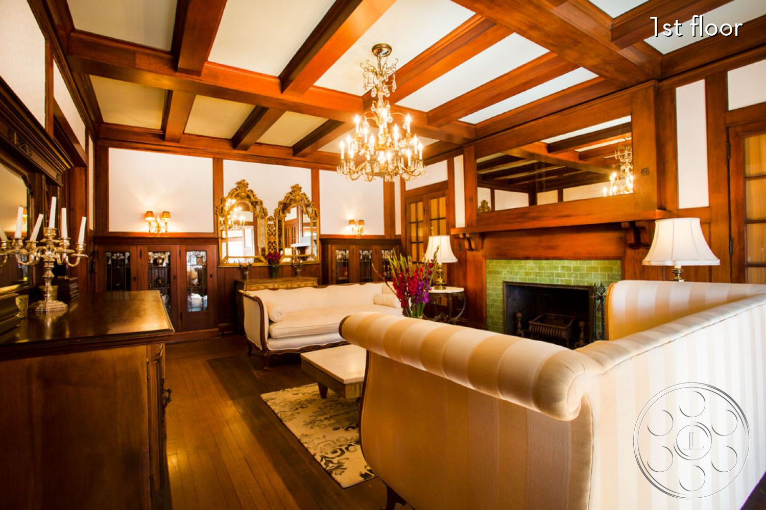 The Rosenheim Mansion - indoors, furniture, room, fireplace, wood, living room, hardwood, couch