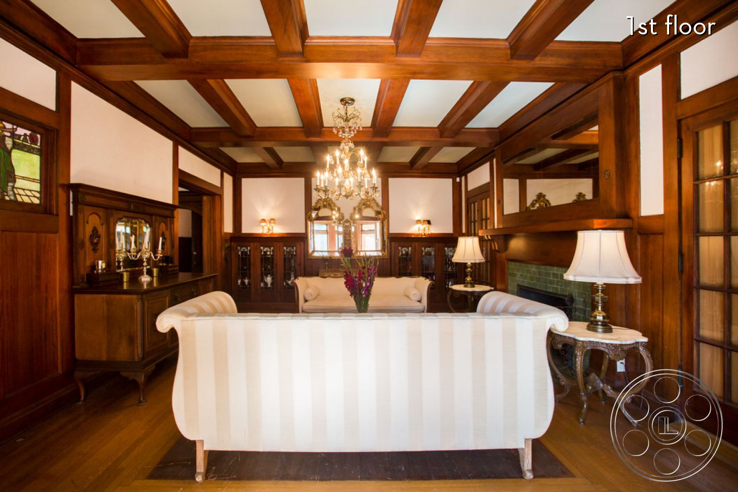 The Rosenheim Mansion - indoors, furniture, room, wood, lamp, living room, hardwood, couch