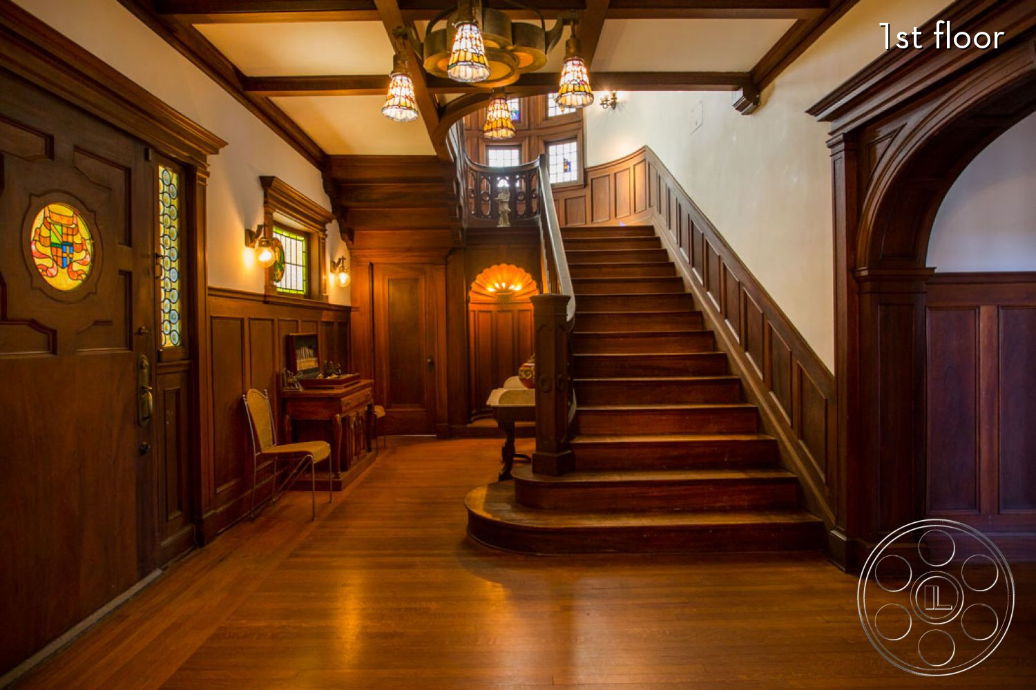 The Rosenheim Mansion - staircase - furniture, chair, wood, staircase, handrail, banister, hardwood, tower, clock tower