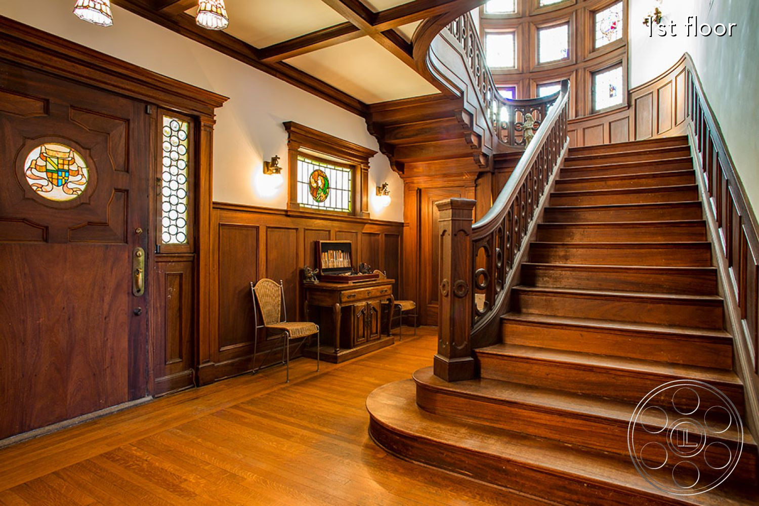 The Rosenheim Mansion - furniture, chair, wood, staircase, hardwood
