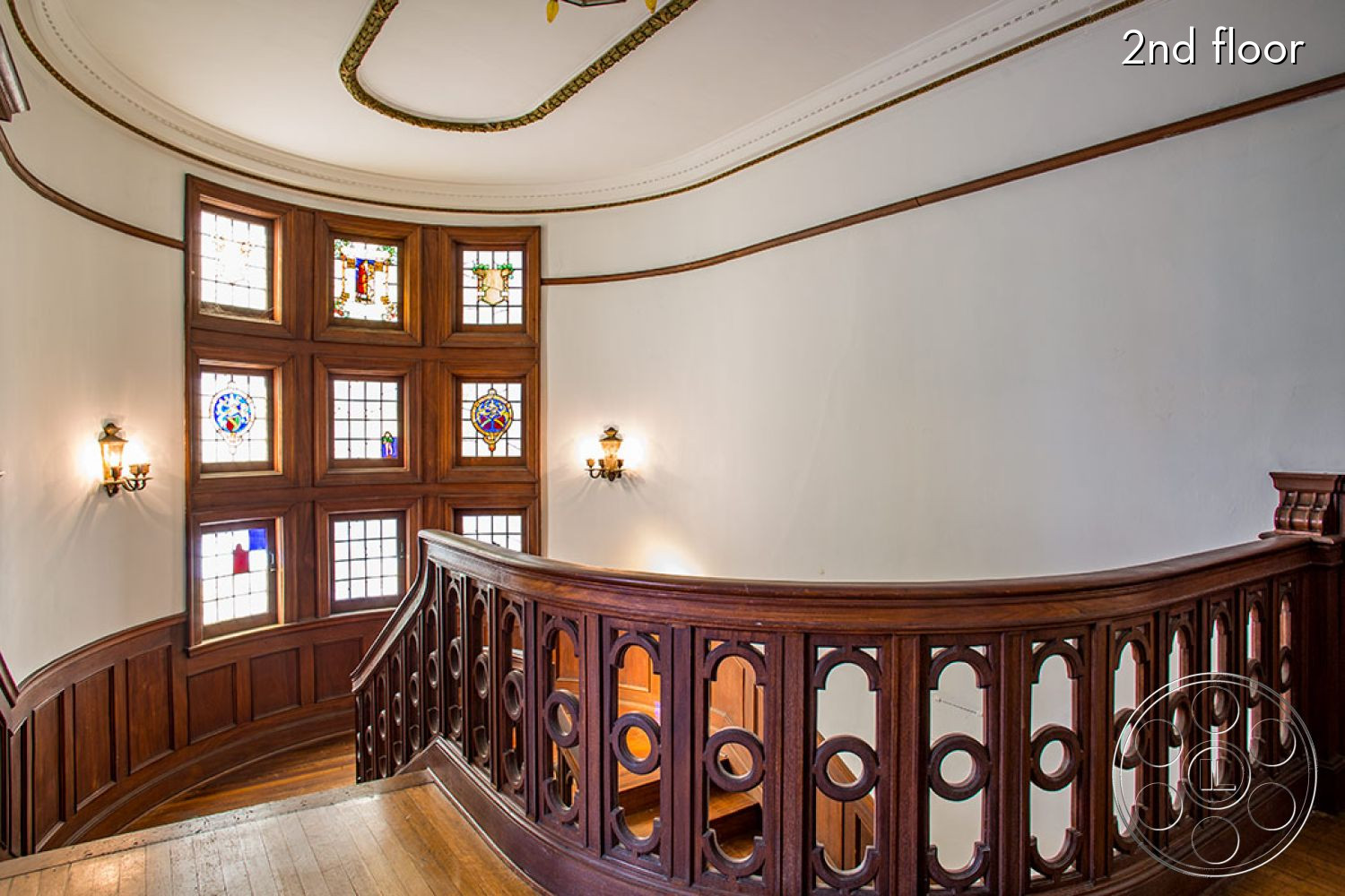 The Rosenheim Mansion - indoors, wood, handrail, banister, hardwood