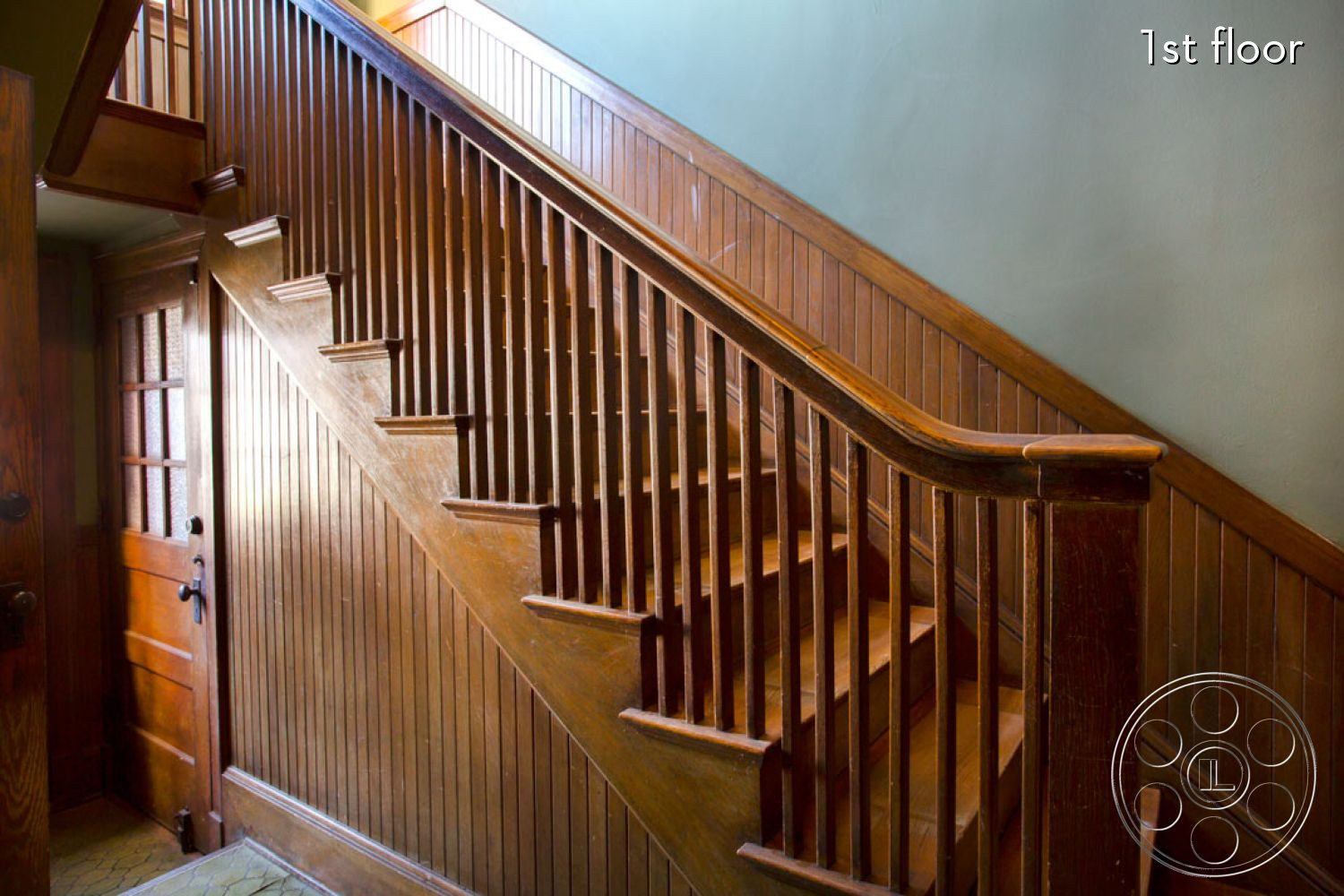 The Rosenheim Mansion - wood, staircase, handrail, banister, hardwood, railing