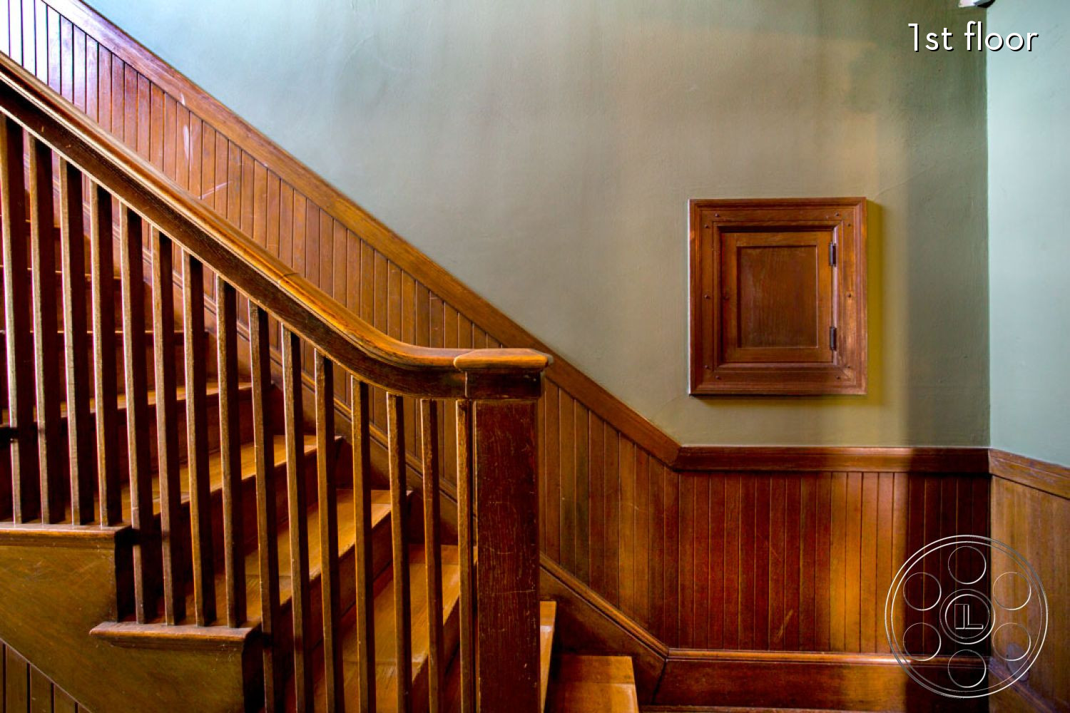 The Rosenheim Mansion - wood, staircase, handrail, banister, hardwood, railing