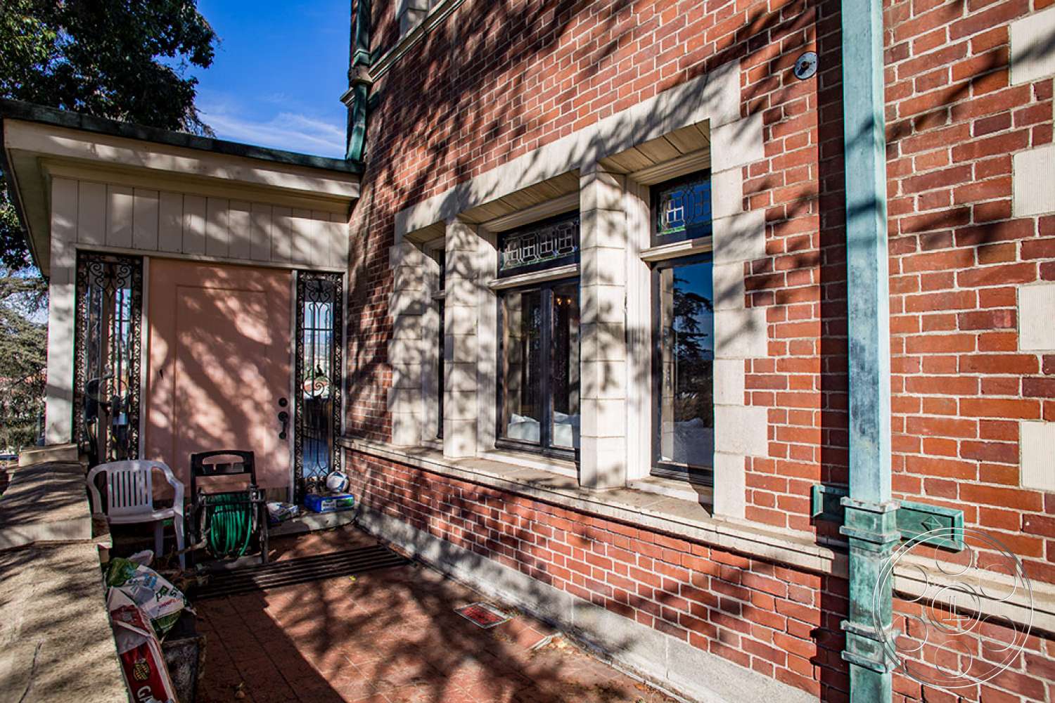 The Rosenheim Mansion - furniture, window, chair, transportation, vehicle, brick, bike, bicycle