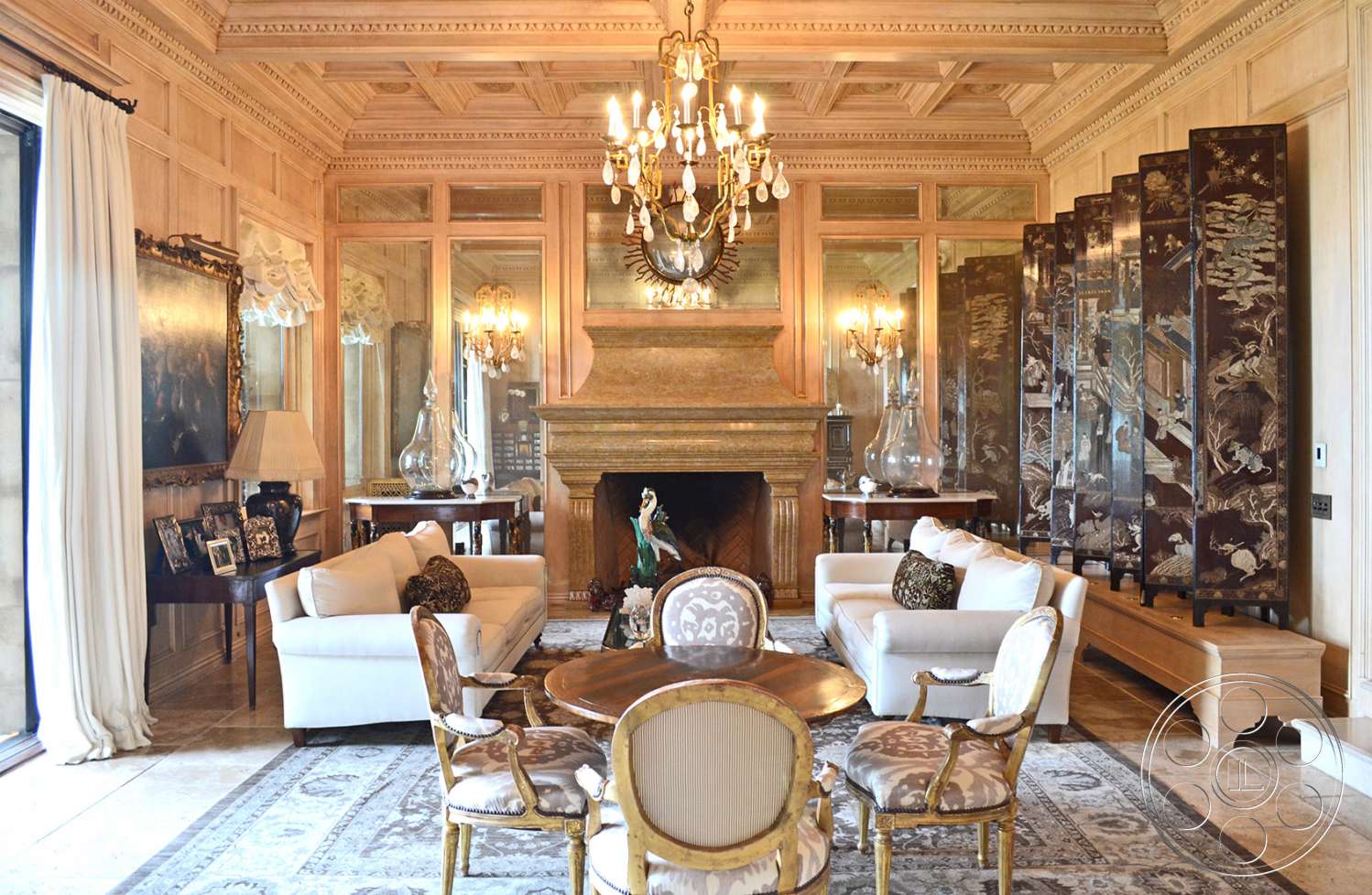 Mansion 16 - indoors, furniture, table, room, lobby, living room, chair, waiting room, reception, reception room, dining room, fireplace