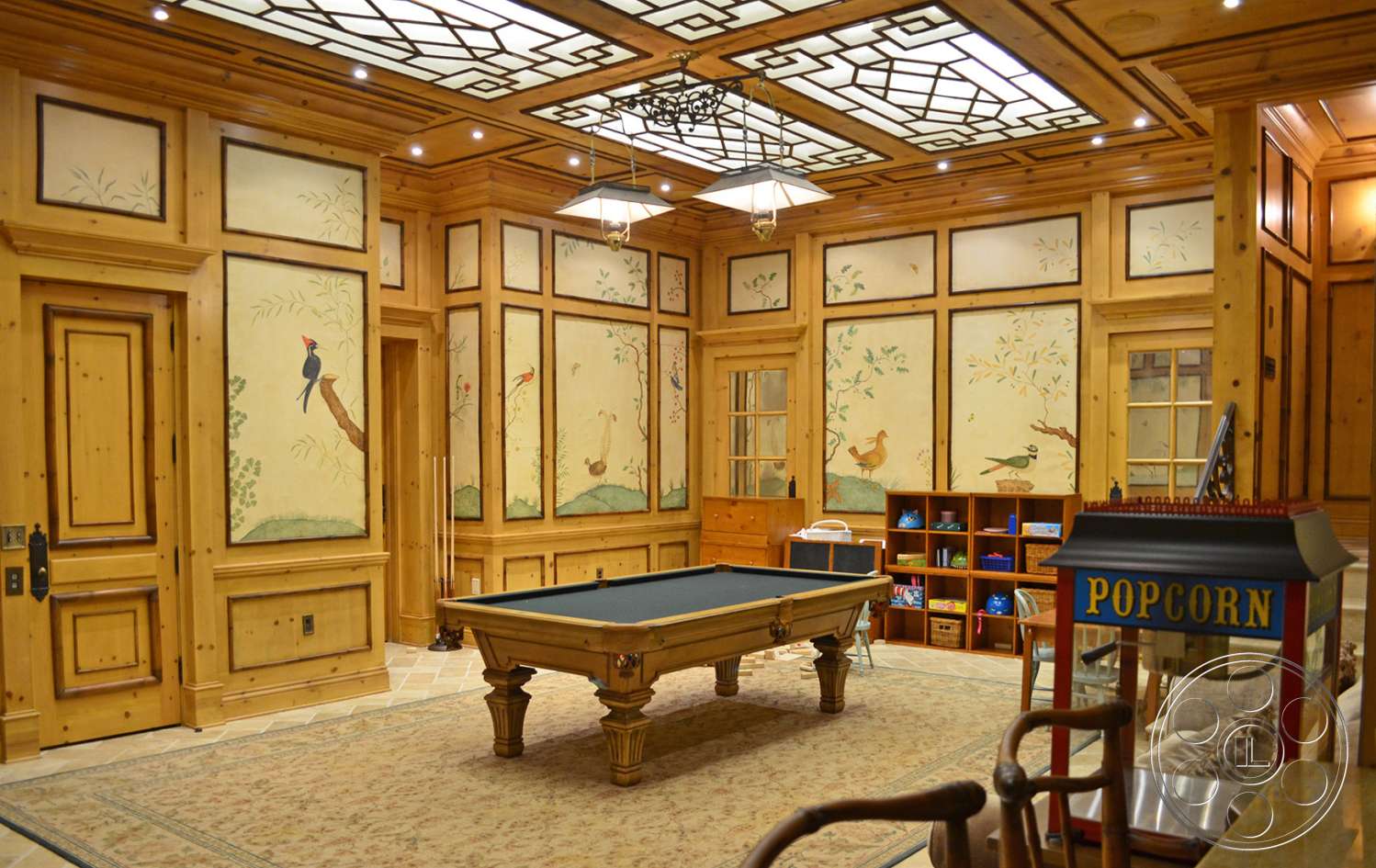 Mansion 16 - indoors, furniture, table, room, door, bench, pool table, billiard room