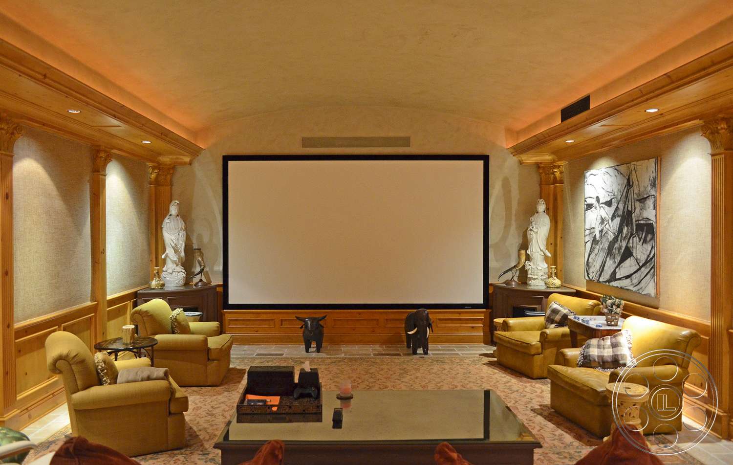 Mansion 16 - indoors, furniture, room, living room, couch, entertainment center, home theater, projection screen